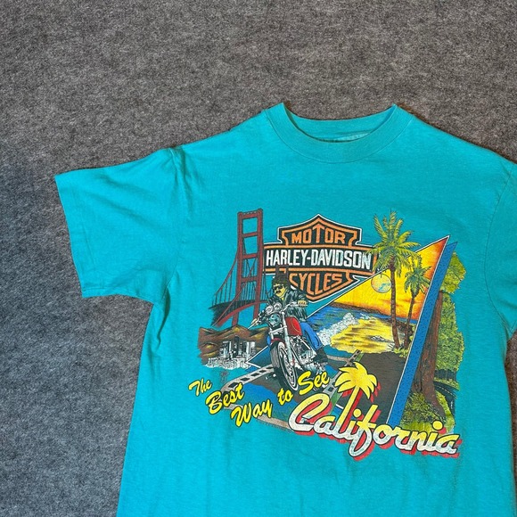 Vintage 80s Harley Davidson Shirt 1988 CALIFORNIA Biker Tee Men's Medium - Picture 11 of 16